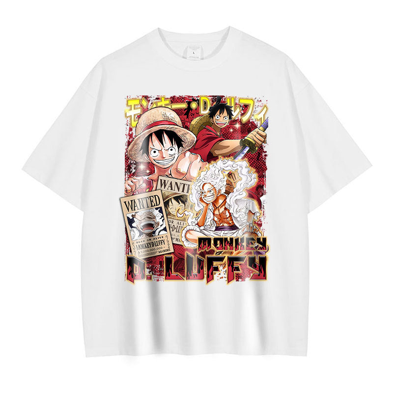 Anime One Piece T Shirts Oversized Vintage Washed Monkey