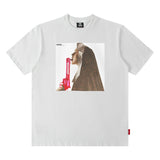 Men T Shirt Loose Short Sleeve T-shirt Male and Female Personality Printed Cotton round Neck