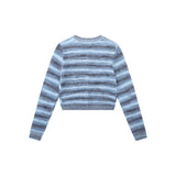 Women Sweater Mixed Color Stripe Cardigan Girls Spring and Autumn Leisure Top
