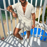 Men Co-Ords Men's Casual Comfortable Button Shirt Short Sleeve Shorts Suit