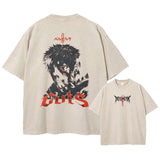 Anime Berserk Guts Acid Tshirt Retro Vintage Washed Graphic