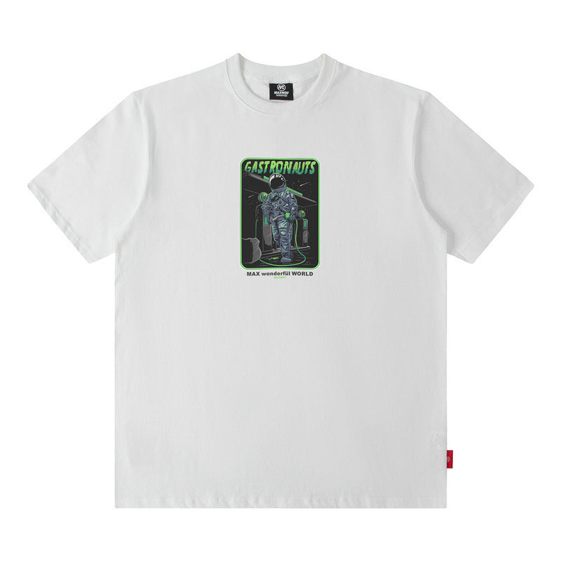 Men T Shirt Cartoon Printed Short-Sleeved T-shirt Men and Women Street Cotton Casual