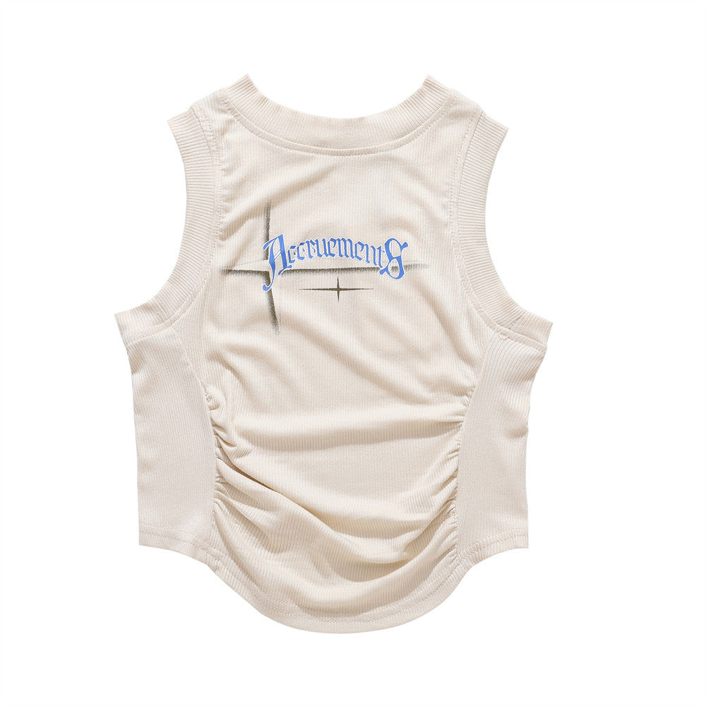 Women Vest Letter Print Short Vest for Girls Summer Sleeveless