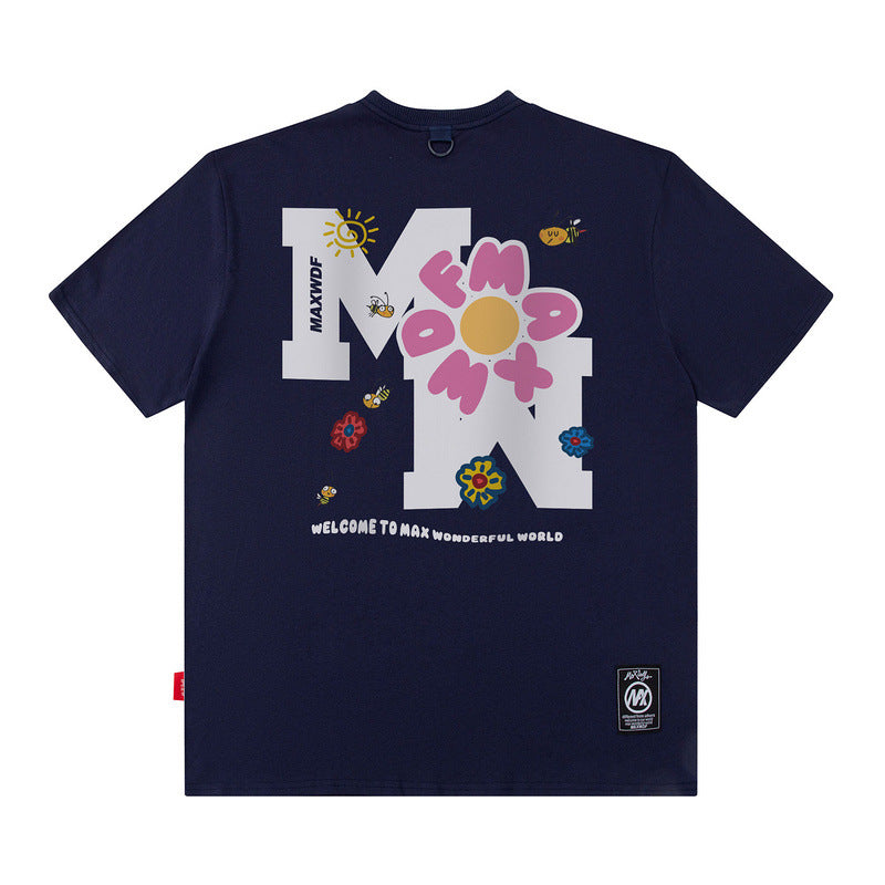 Men's T Shirt Letter Short Sleeve T-shirt Men's and Women's Loose Top