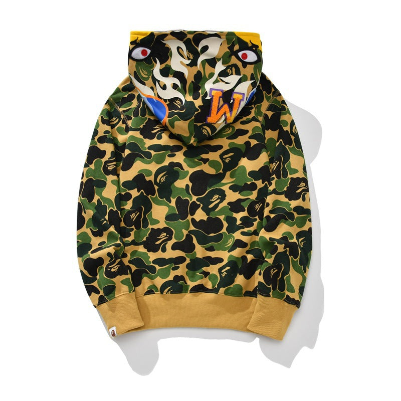Bathing Ape Hoodie Joint S24 Falcon Full Zip Camouflage Loose Hooded Sweater