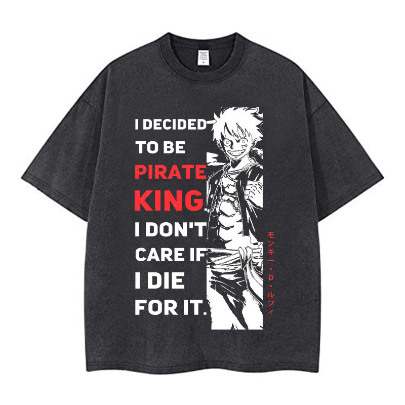 Youth men ONE PIECE oversize Faded Vintage T Shirts Anime