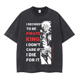 Youth men ONE PIECE oversize Faded Vintage T Shirts Anime