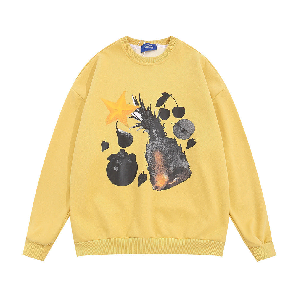 Men Hoodie Printed Crew Neck Sweatshirt Men's Loose Casual Spring and Autumn
