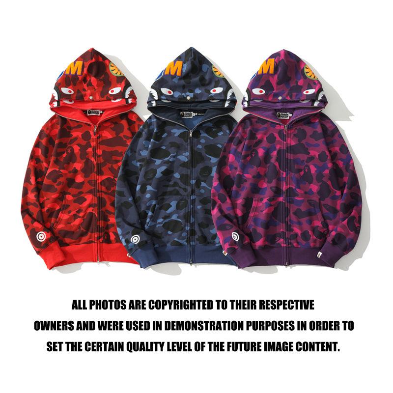 Bathing Ape Jacket Spring Fashion Brand Double Hood Camouflage Cardigan Zipper Sweater Coat for Men and Women