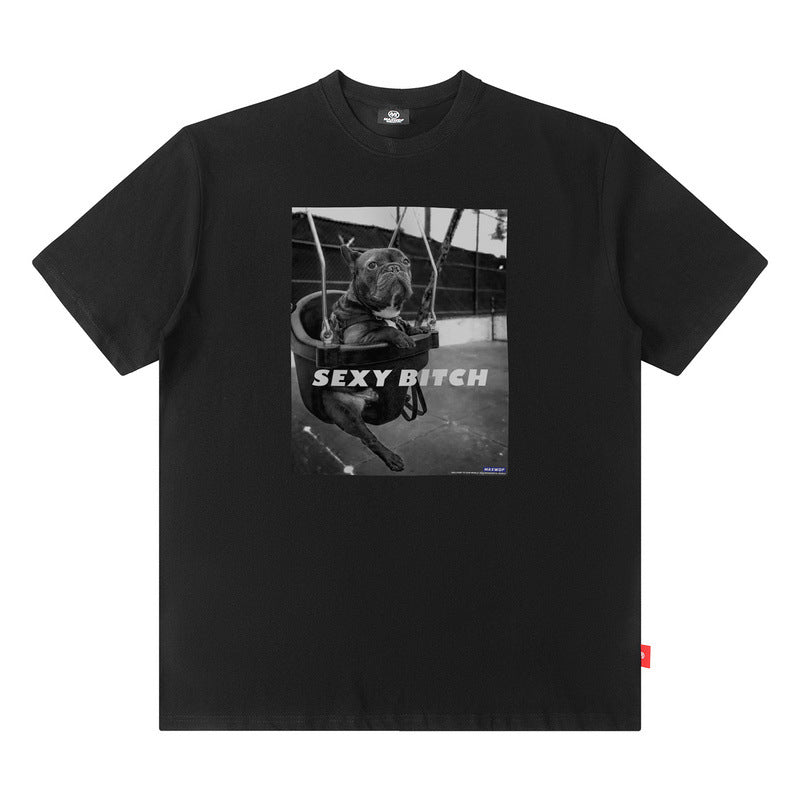 Men T Shirt Loose Short Sleeve T-shirt Male and Female Personality Printed Cotton round Neck