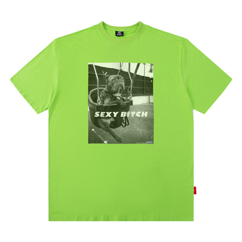 Men T Shirt Loose Short Sleeve T-shirt Male and Female Personality Printed Cotton round Neck