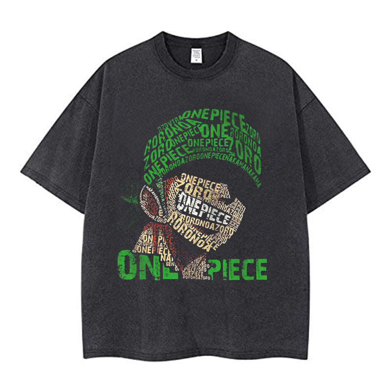 Youth men ONE PIECE oversize Faded Vintage T Shirts Anime