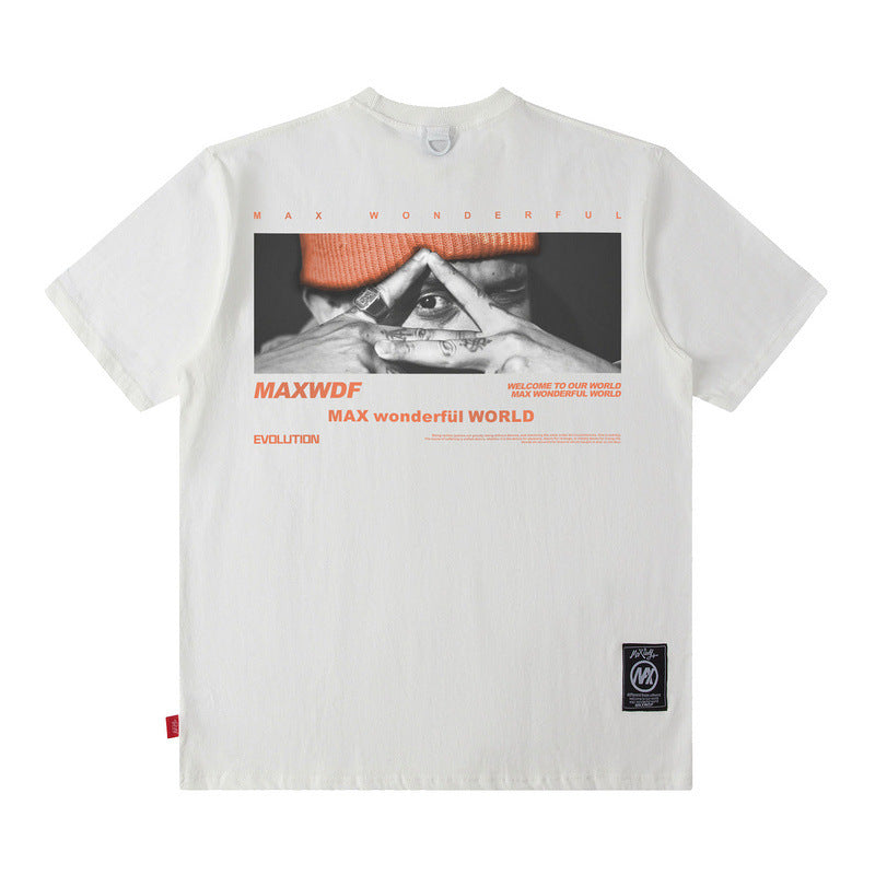 Men T Shirt Cartoon Printed Short-Sleeved T-shirt Men and Women Street Cotton Casual