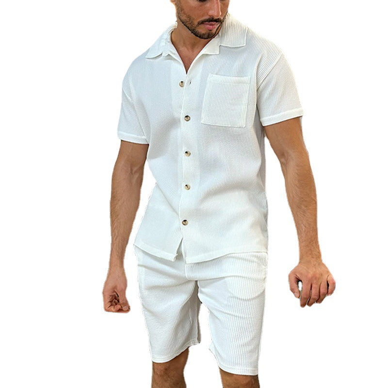 Men Co-Ords Men's Clothing Casual and Comfortable Collar Decorated with Buttons Shirt Short Sleeve Suit