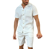 Men Co-Ords Men's Clothing Casual and Comfortable Collar Decorated with Buttons Shirt Short Sleeve Suit