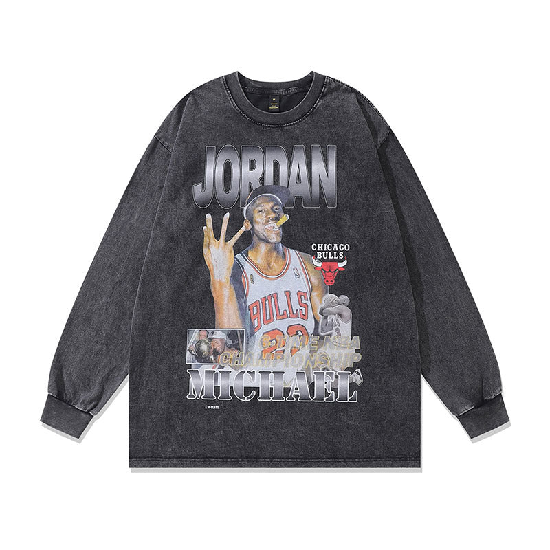 Men's Long Sleeve Shirt Long Sleeve T-shirt Men's and Women's Vintage Versatile Casual Bottoming Top