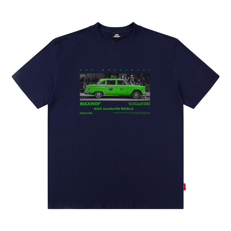 Men T Shirt Cartoon Printed Short-Sleeved T-shirt Men and Women Street Cotton Casual