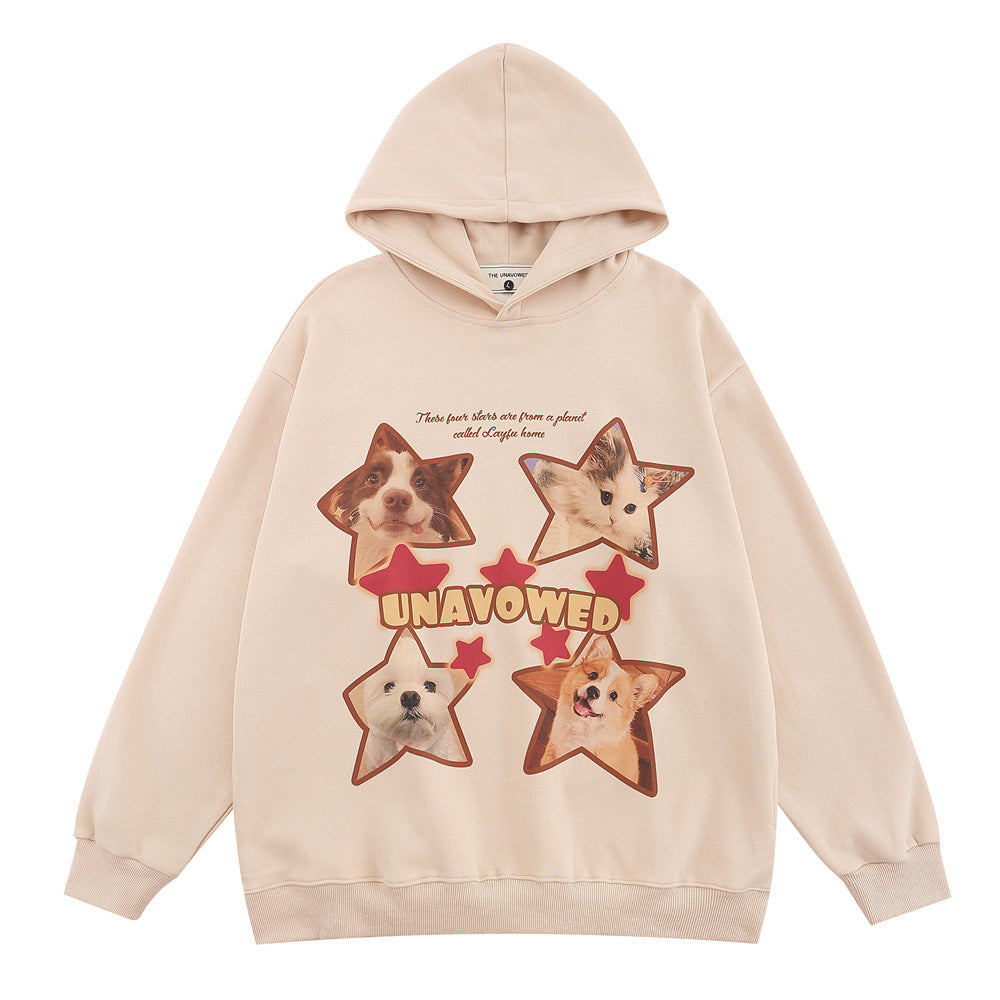 Men Hoodie Printed Hoodie Men's Spring and Autumn Loose Long Sleeve Pullover