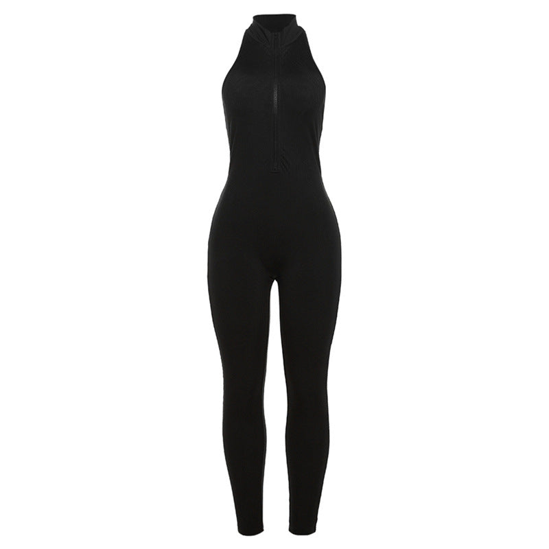 Women Jumpsuit Women's Sleeveless Low Collar Halter Sports Jumpsuit Women