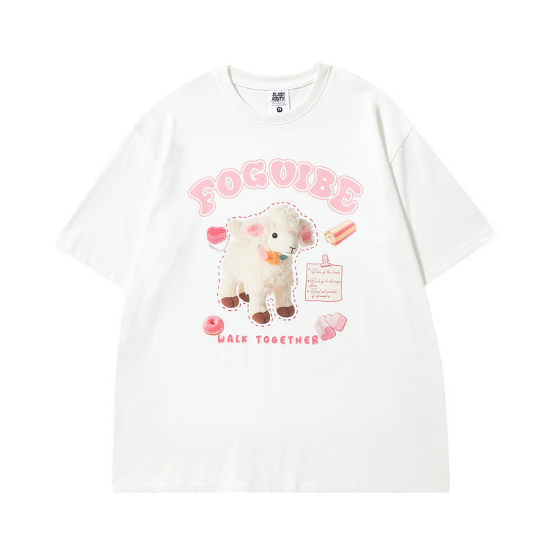 Men T Shirt Letter Printed Cotton Short-Sleeved T-shirt Men's Summer Loose