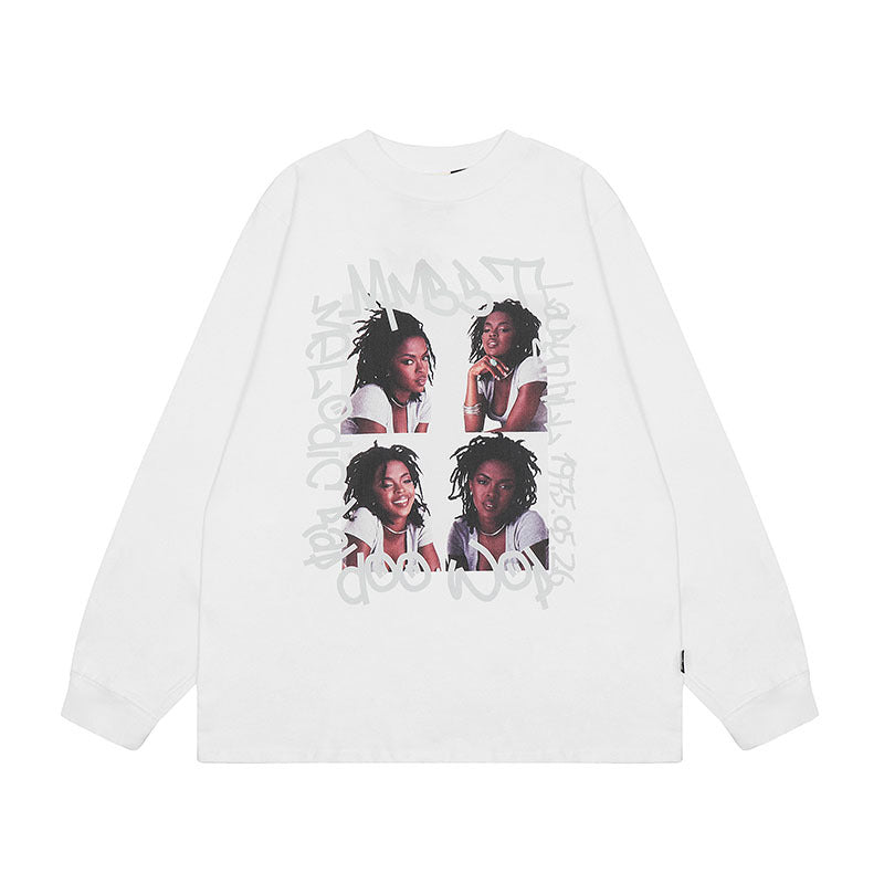 Men Long Sleeve Shirt Printed Long Sleeve Bottoming T-shirt Men and Women Vintage Basic All-Matching Long Sleeve