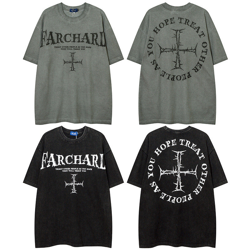 Men T Shirt Fashion Brand Dark Series Graffiti Short Sleeve T-shirt Hip Hop