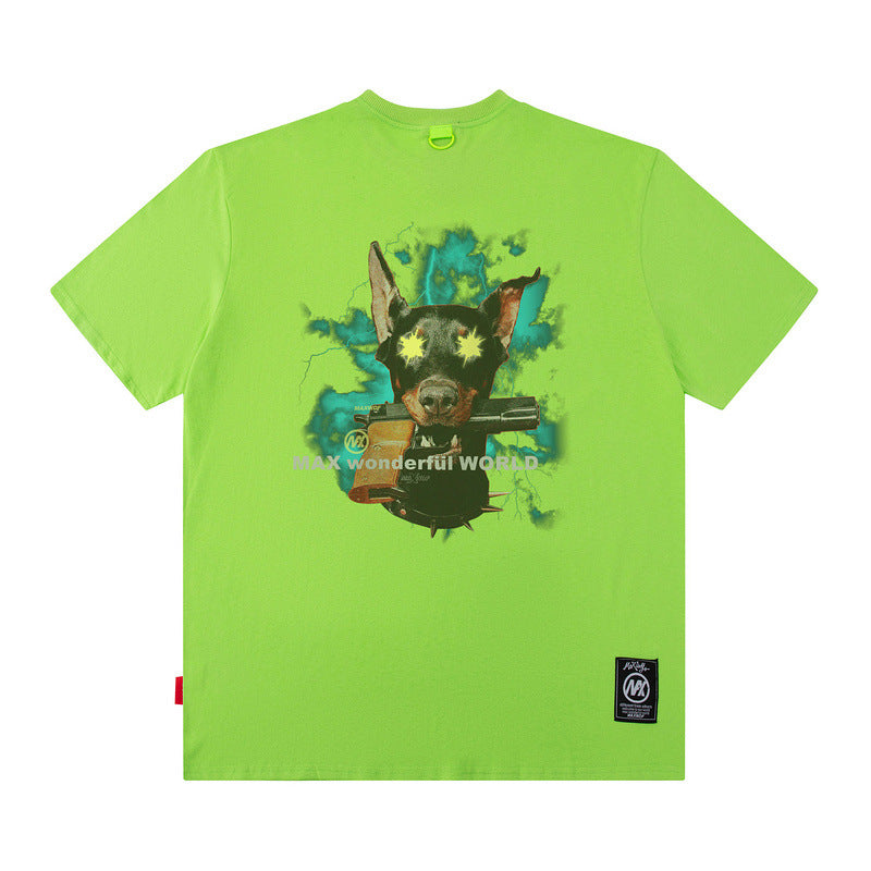 Men T Shirt Doberman Pinscher Printed Hip Hop Loose Short Sleeve T-shirt for Men and Women