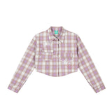 Men Long Sleeved T Shirt Plaid Letters Embroidered Shirt Coat Ins Leisure Cargo