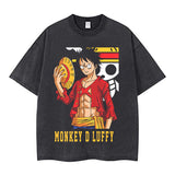 Youth men ONE PIECE oversize Faded Vintage T Shirts Anime