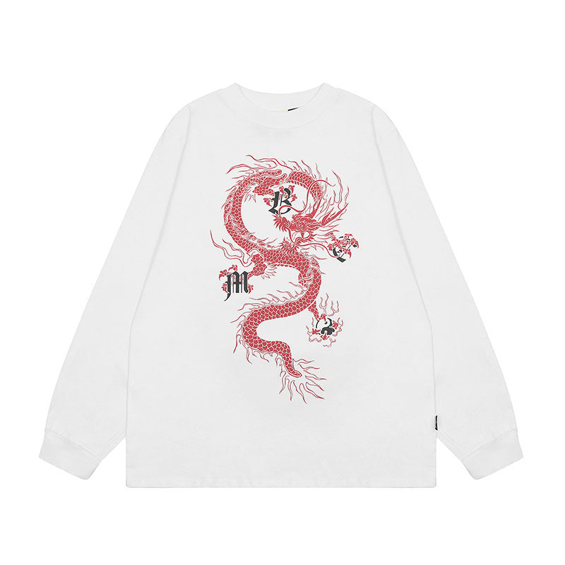 Men Long Sleeve Shirt Printed Long Sleeve Bottoming T-shirt Men and Women Vintage Basic All-Matching Long Sleeve