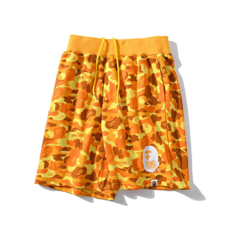 Bathing Ape Shorts Orange Camouflage Cotton Shorts Men Teenagers Student Cropped Shorts