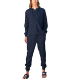 Men Co-Ords Men's Linen Autumn Leisure Suit Long Sleeve Hooded