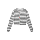 Women Sweater Mixed Color Stripe Cardigan Girls Spring and Autumn Leisure Top