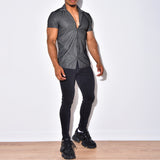 Men Co-Ords Men's Lining Striped Shirt Printed Short Sleeve