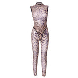 Women Jumpsuit Printed Sleeveless Leotard Trousers Casual
