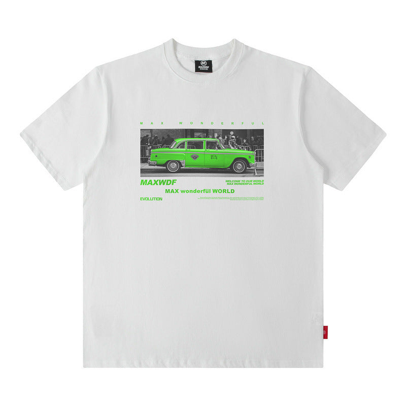 Men T Shirt Cartoon Printed Short-Sleeved T-shirt Men and Women Street Cotton Casual