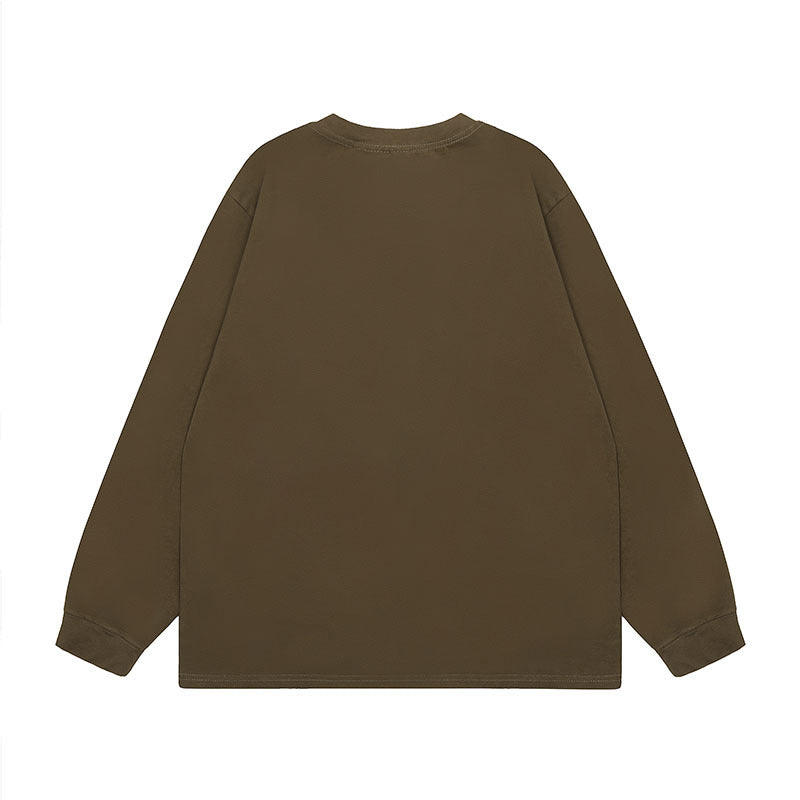 Men Long Sleeve Shirt Printed Long Sleeve Bottoming T-shirt Men and Women Vintage Basic All-Matching Long Sleeve