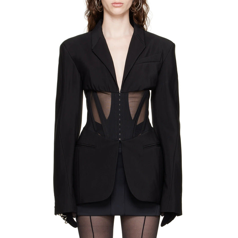 Frankie Shop Hourglass Blazer Fall See-through Suit Jacket for Women