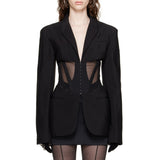 Frankie Shop Hourglass Blazer Fall See-through Suit Jacket for Women