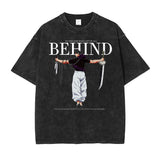 Anime Jujutsu T Shirt Vintage Washed Gojo Saturo T-shirt