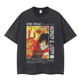 Youth men ONE PIECE oversize Faded Vintage T Shirts Anime