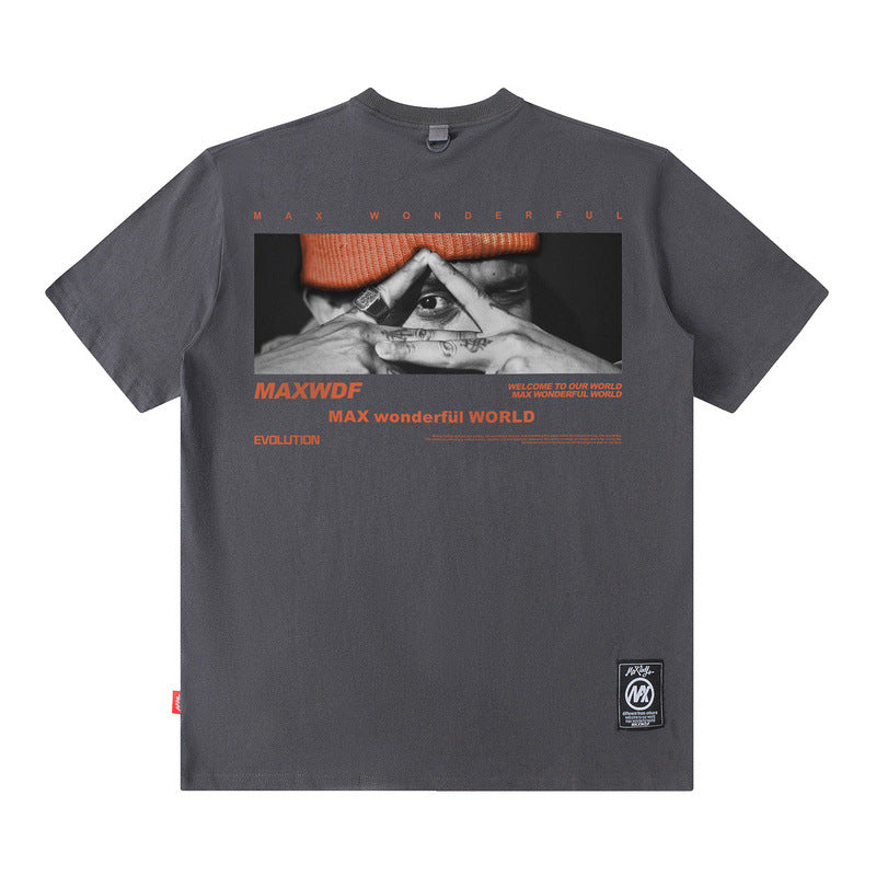 Men T Shirt Cartoon Printed Short-Sleeved T-shirt Men and Women Street Cotton Casual