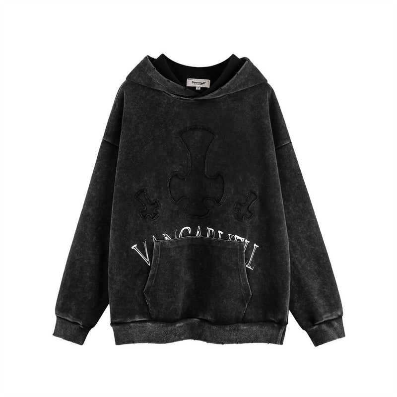 Men Hoodie Worn Looking Washed-out Hooded Sweater Men's Spring and Autumn Loose