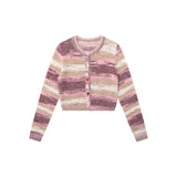 Women Sweater Mixed Color Stripe Cardigan Girls Spring and Autumn Leisure Top