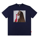 Men T Shirt Loose Short Sleeve T-shirt Male and Female Personality Printed Cotton round Neck