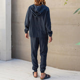 Men Co-Ords Men's Linen Autumn Leisure Suit Long Sleeve Hooded