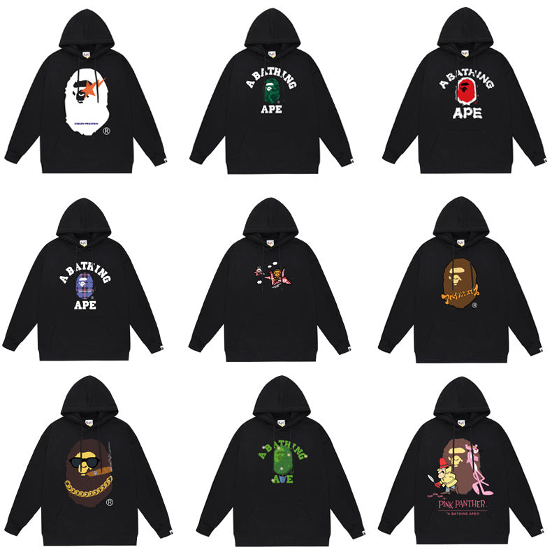 Bathing Ape Hoodie Autumn/Winter Letter Print Loose Hoodie Pullover Ape Sweater