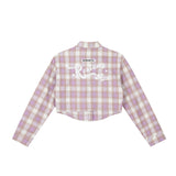 Men Long Sleeved T Shirt Plaid Letters Embroidered Shirt Coat Ins Leisure Cargo