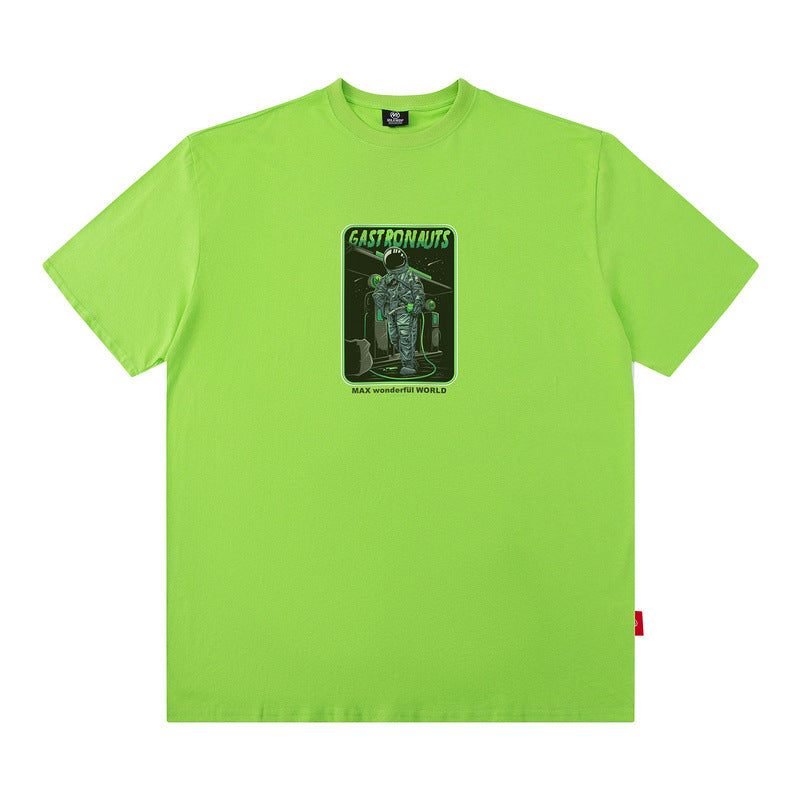 Men T Shirt Cartoon Printed Short-Sleeved T-shirt Men and Women Street Cotton Casual