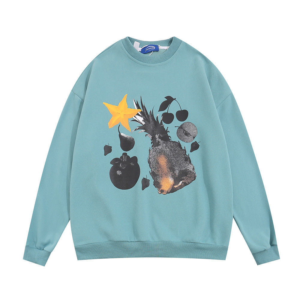Men Hoodie Printed Crew Neck Sweatshirt Men's Loose Casual Spring and Autumn